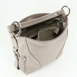 BOLSO DE HOMBRO DE PIEL NATURAL BEIGE - Imagen 7