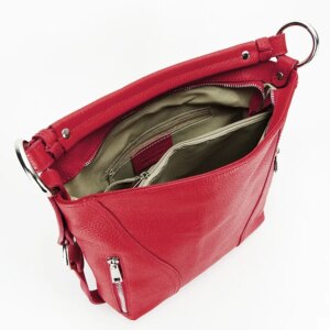 BOLSO DE HOMBRO DE PIEL NATURAL ROJO - Imagen 8