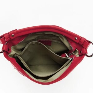 BOLSO DE HOMBRO DE PIEL NATURAL ROJO - Imagen 5