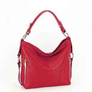 BOLSO DE HOMBRO DE PIEL NATURAL ROJO - Imagen 4