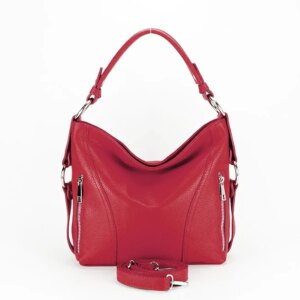 BOLSO DE HOMBRO DE PIEL NATURAL ROJO - Imagen 3
