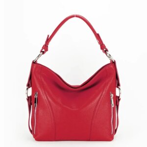 BOLSO DE HOMBRO DE PIEL NATURAL ROJO