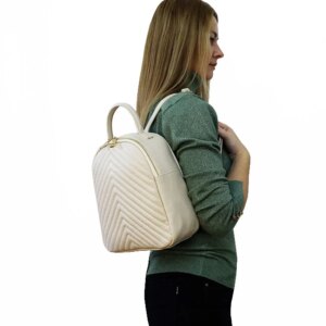 MOCHILA DE PIEL AUTENTICA COLOR CREMA - Imagen 9