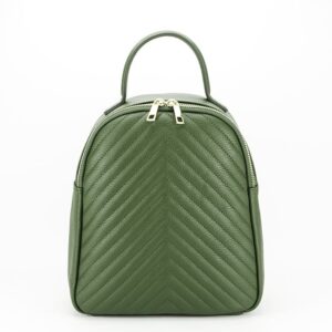 MOCHILA VERDE OLIVA DE PIEL NATURAL