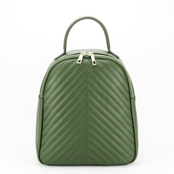 MOCHILA VERDE OLIVA DE PIEL NATURAL