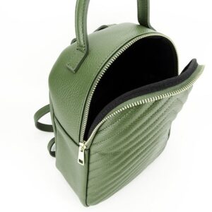 MOCHILA VERDE OLIVA DE PIEL NATURAL - Imagen 8